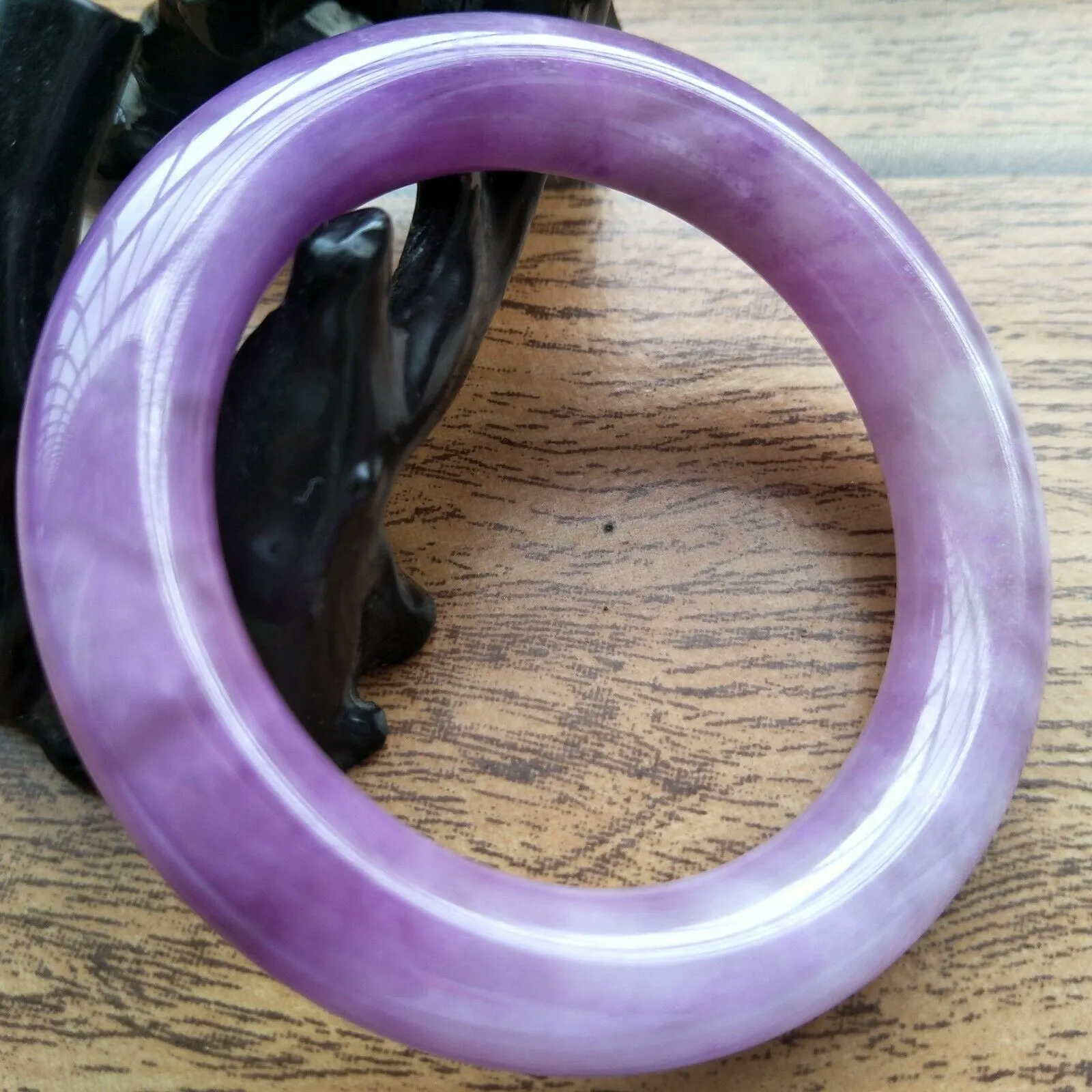 10% OFF- 55/56/57mm Certified Natural Lavender Purple Jadeite Emerald A*Jade Handcarved Bangle S113