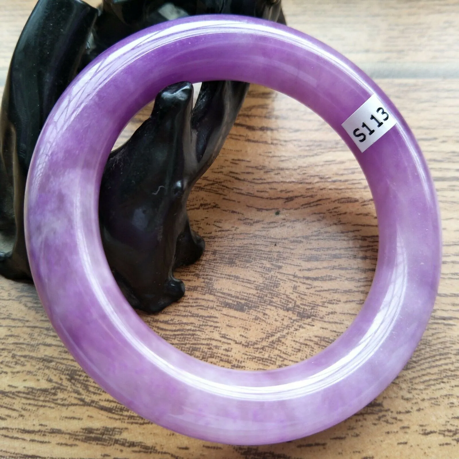 10% OFF- 55/56/57mm Certified Natural Lavender Purple Jadeite Emerald A*Jade Handcarved Bangle S113