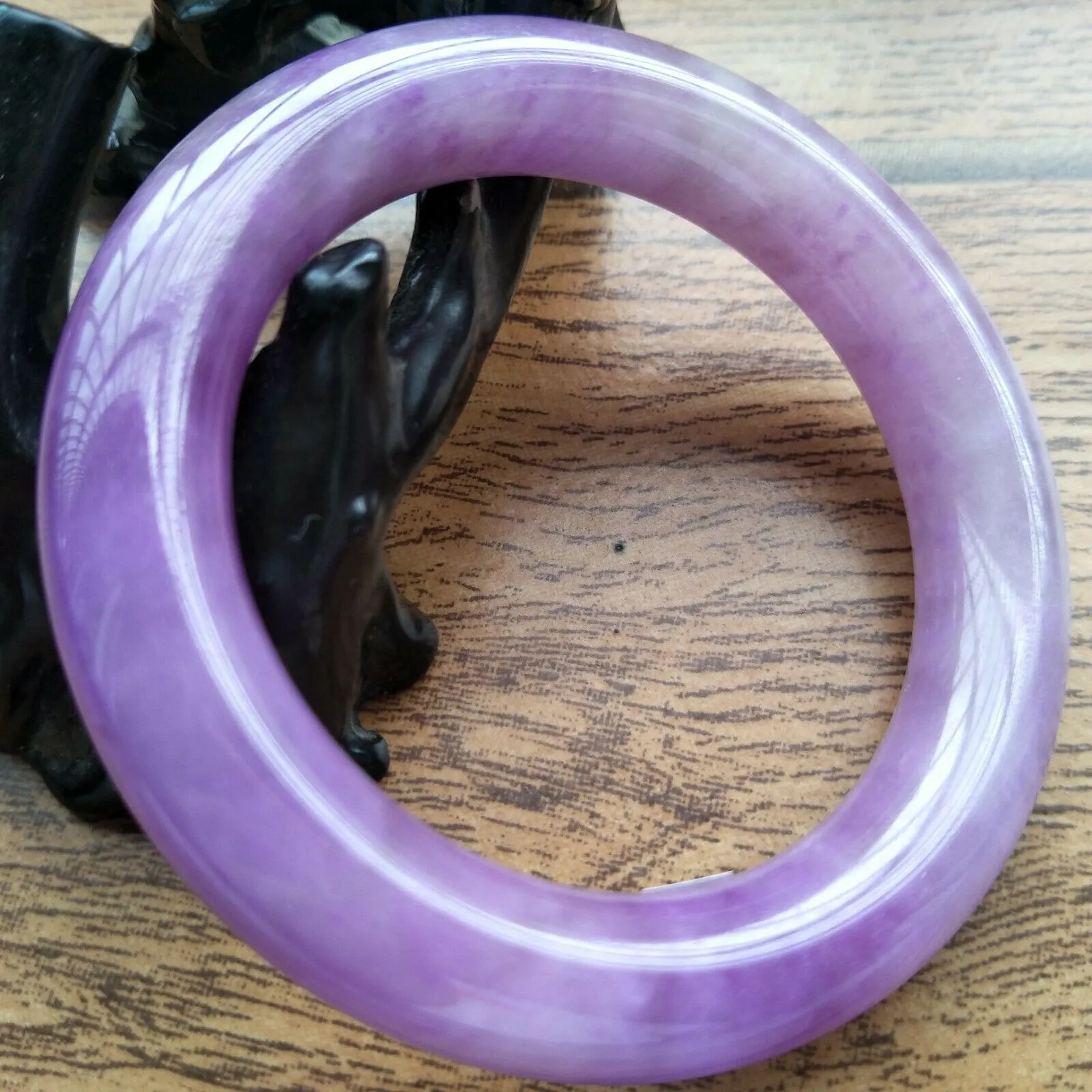 10% OFF- 55/56/57mm Certified Natural Lavender Purple Jadeite Emerald A*Jade Handcarved Bangle S113