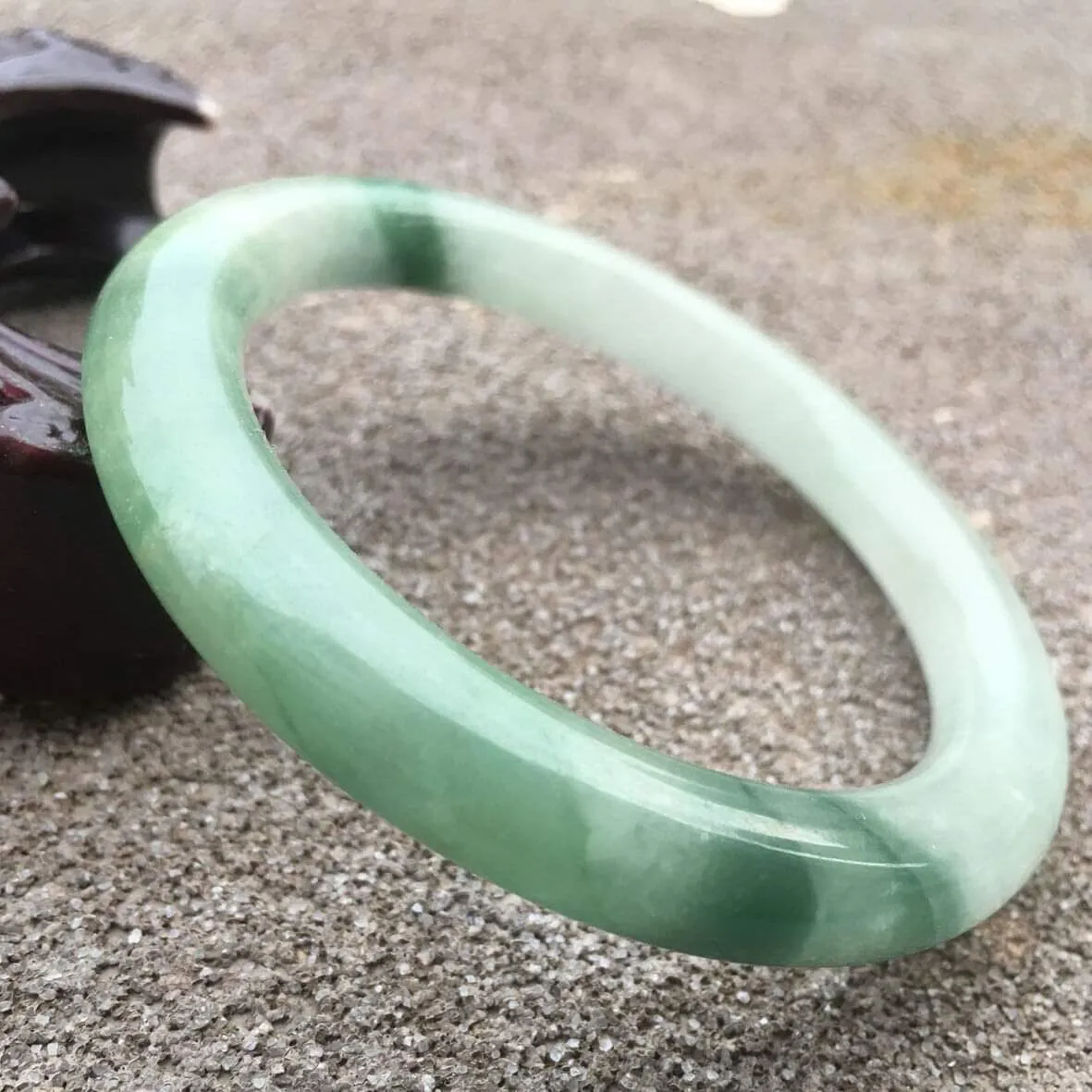 10% OFF- 56/57/58mm Certified Natural Jadeite Emerald A*Jade HandCarved Round Bracelet Bangle GX055