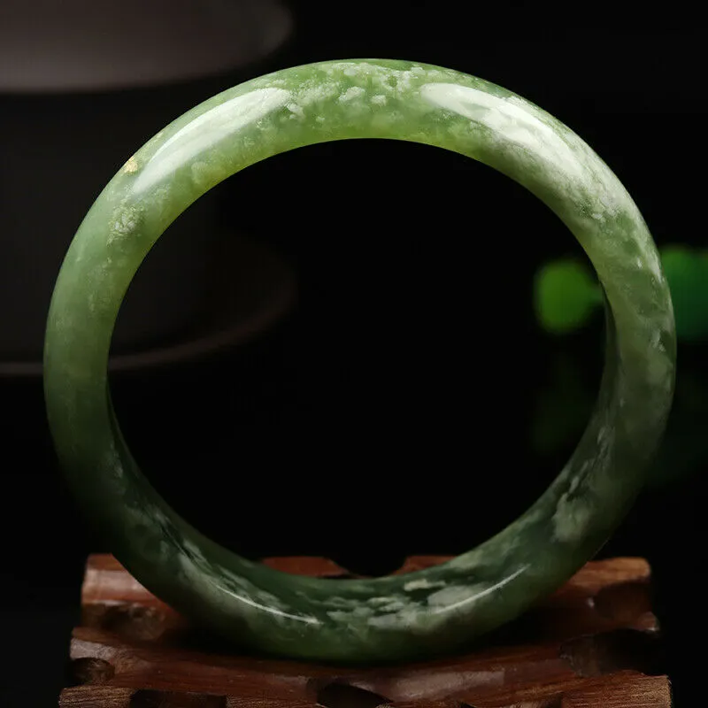 10% OFF- 58/59/60mm Certified Natural Emerald Xiu Jade*A Handcarved Bangle VV5024