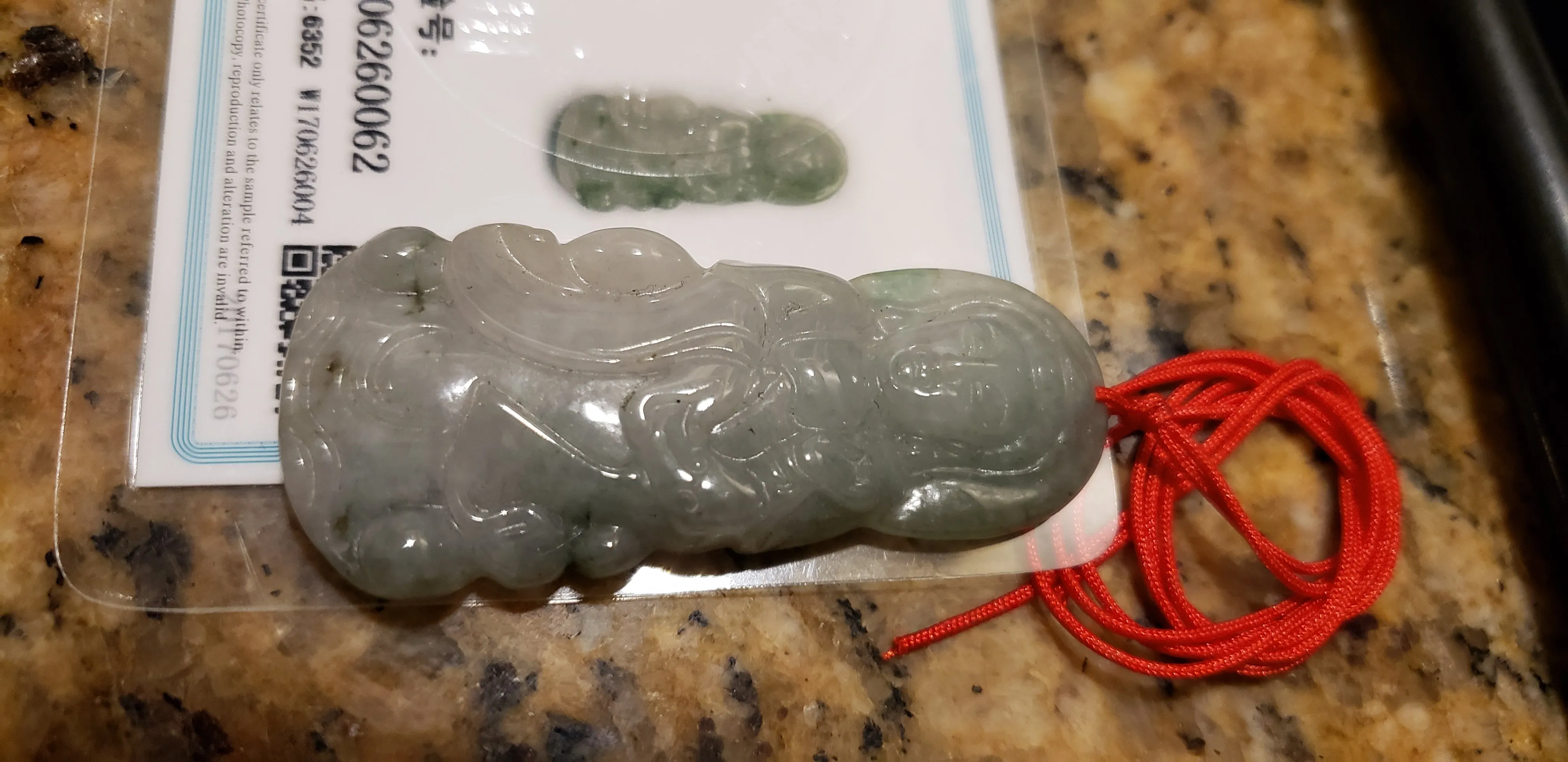 10% OFF- Certified Natural Jadeite Emerald A*Jade HandCarved Blessing Guanyin Pendant W0062