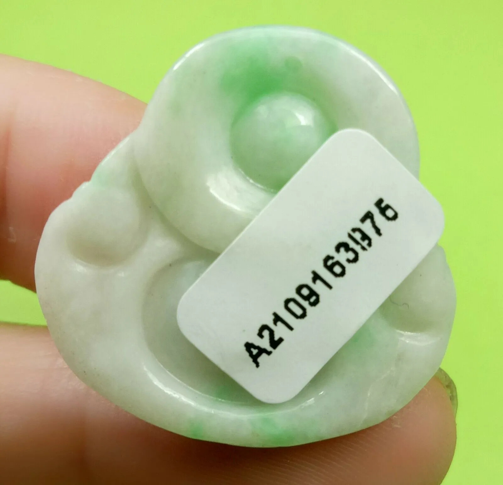 10% OFF- Certified Natural Jadeite Emerald A*Jade HandCarved Blessing Happy Buddha Pendant《Grade A》A3975