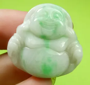 10% OFF- Certified Natural Jadeite Emerald A*Jade HandCarved Blessing Happy Buddha Pendant《Grade A》A3975