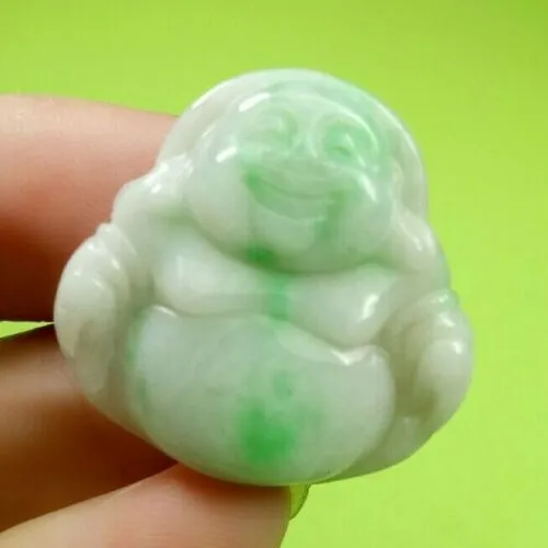 10% OFF- Certified Natural Jadeite Emerald A*Jade HandCarved Blessing Happy Buddha Pendant《Grade A》A3975