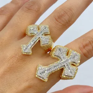10K Bold Cross Diamond Ring