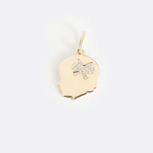 14K Gold Partial Pavé Diamond Silhouette Charm - Medium