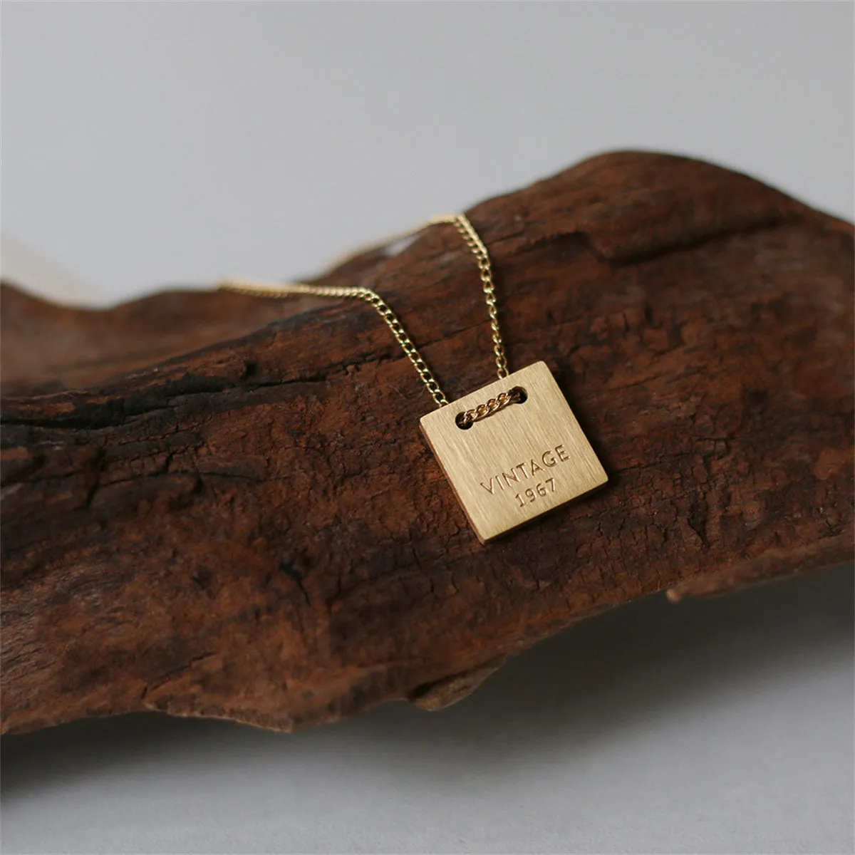 18K Gold-Plated Dog Tag Pendant Necklace