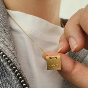 18K Gold-Plated Dog Tag Pendant Necklace