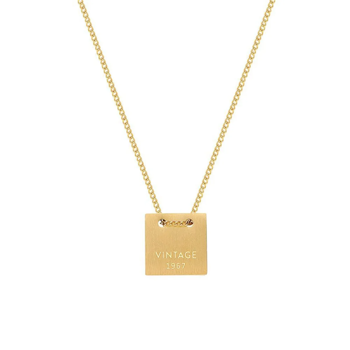 18K Gold-Plated Dog Tag Pendant Necklace