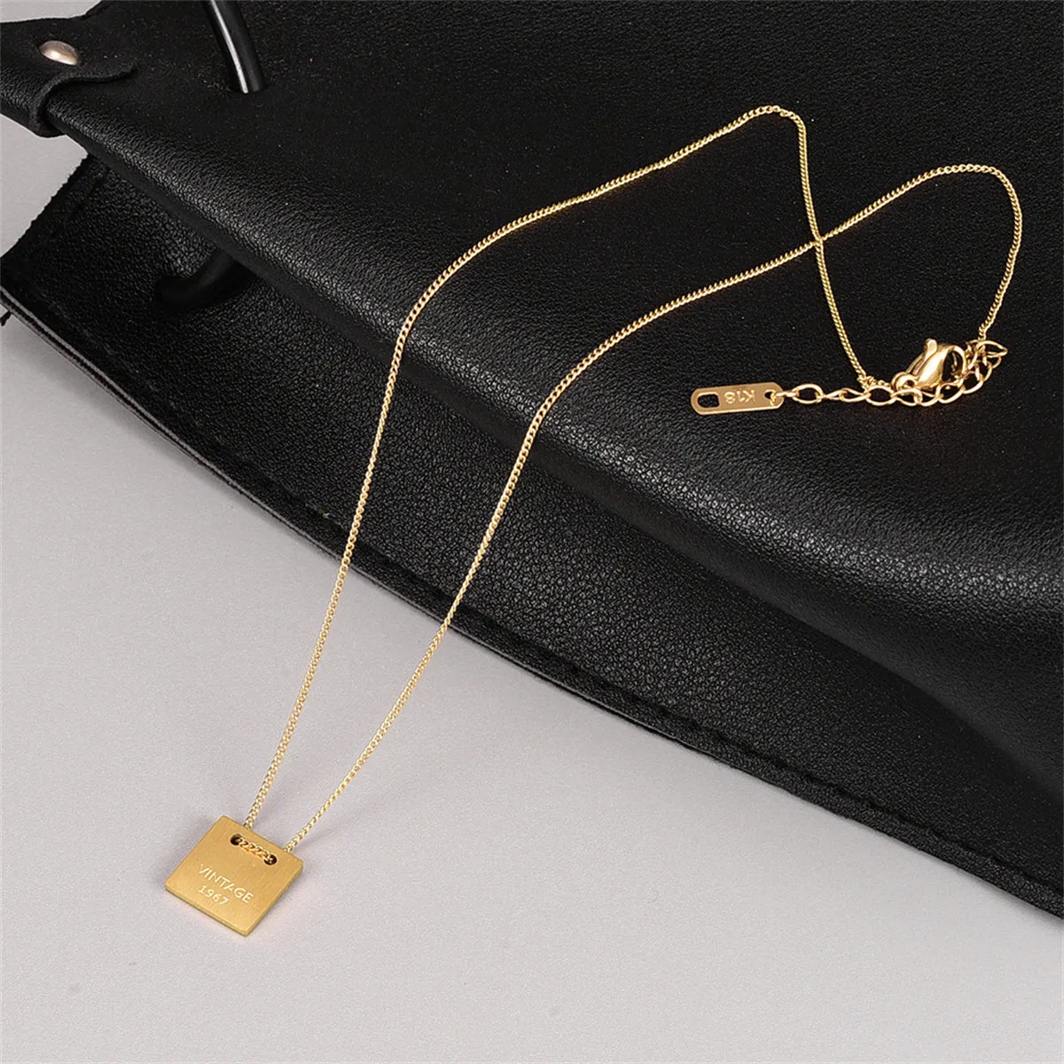 18K Gold-Plated Dog Tag Pendant Necklace