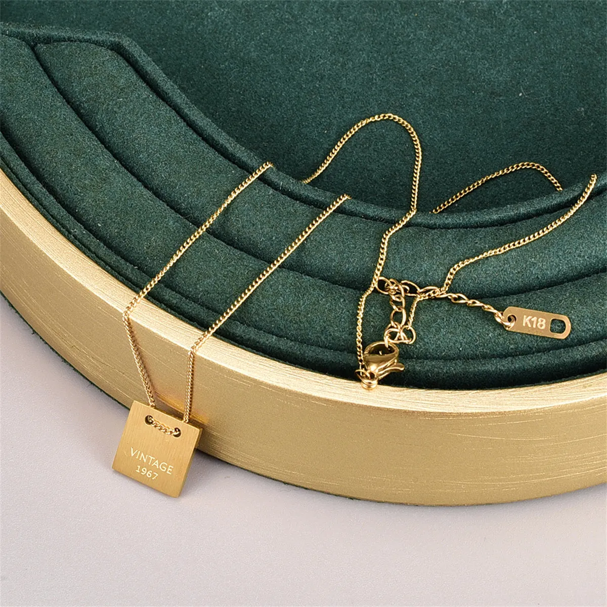 18K Gold-Plated Dog Tag Pendant Necklace