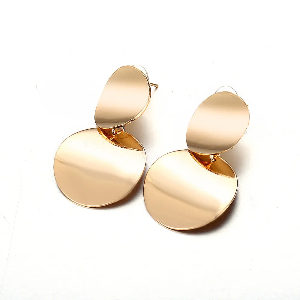 18K Gold-Plated Dual Circle Drop Earrings