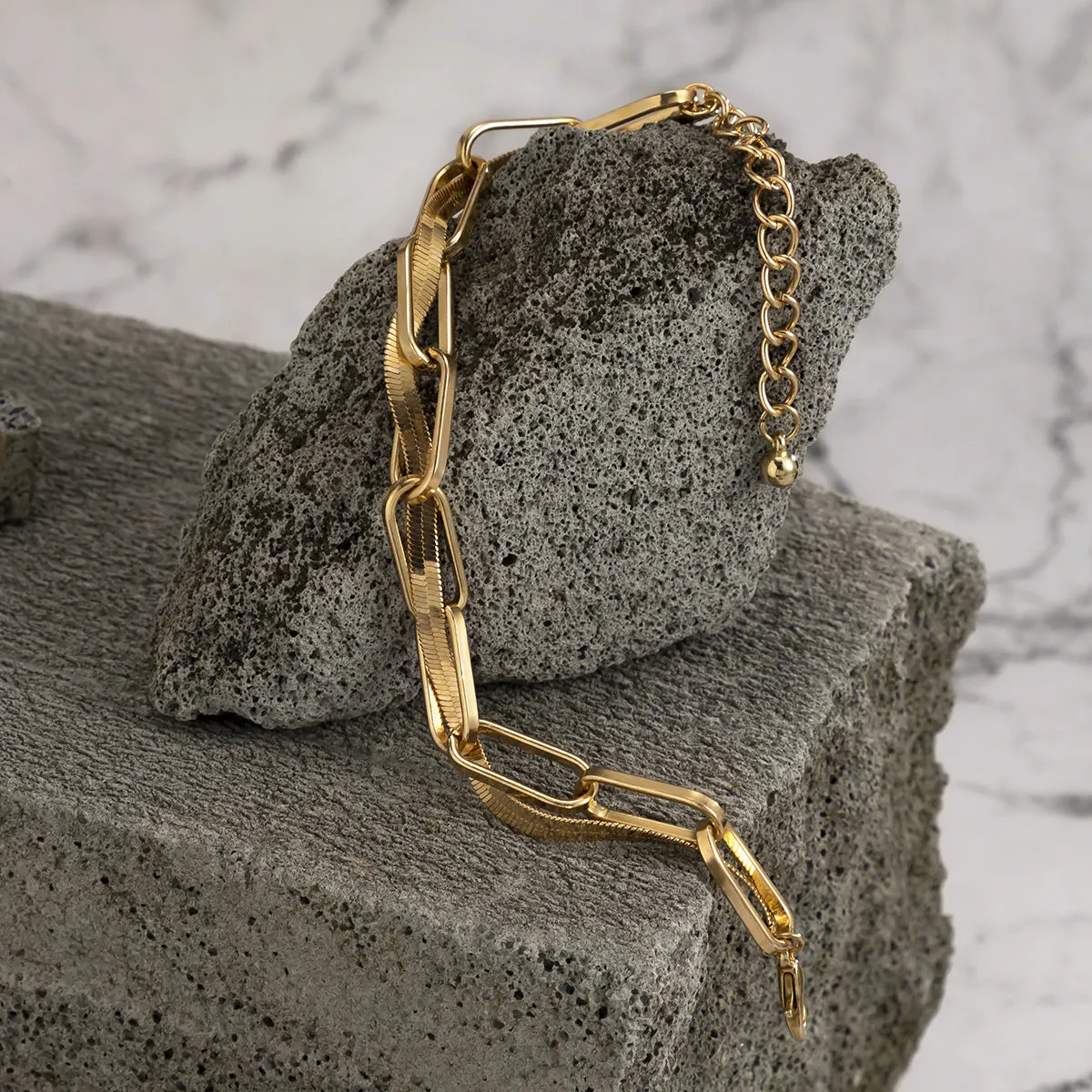 18K Gold-Plated Layered Cable Chain Bracelet