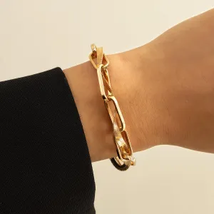 18K Gold-Plated Layered Cable Chain Bracelet