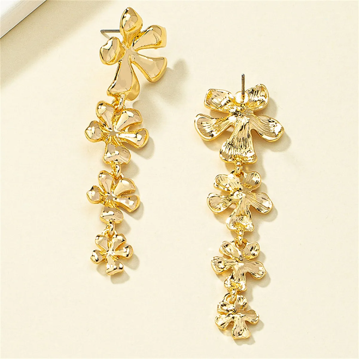 18K Gold-Plated Linked Flower Drop Earrings