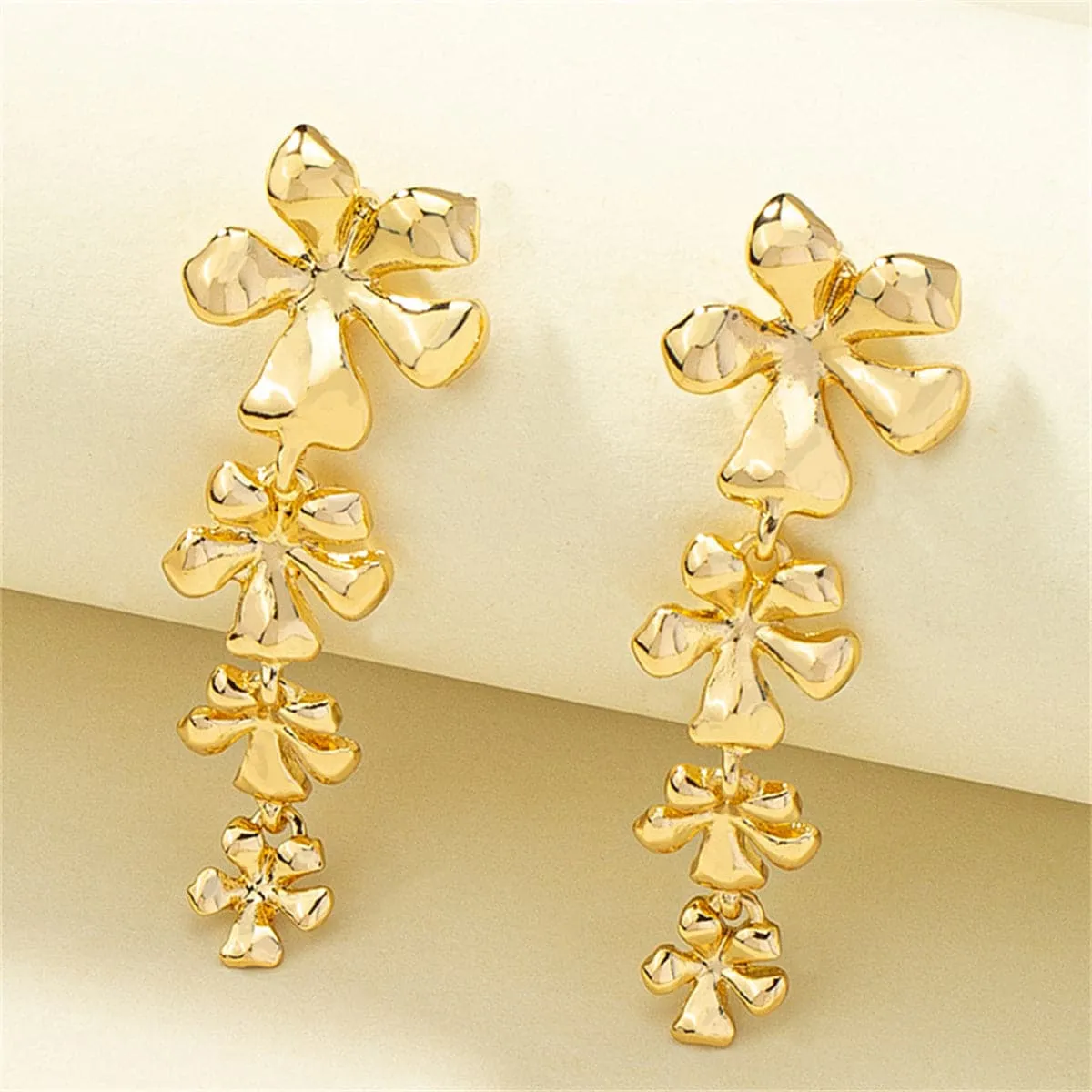 18K Gold-Plated Linked Flower Drop Earrings