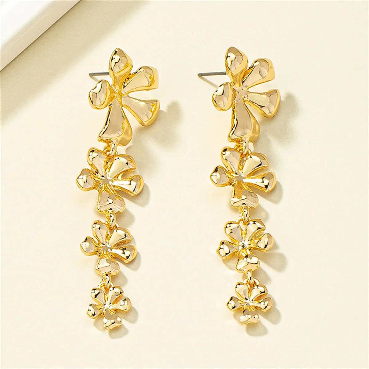 18K Gold-Plated Linked Flower Drop Earrings