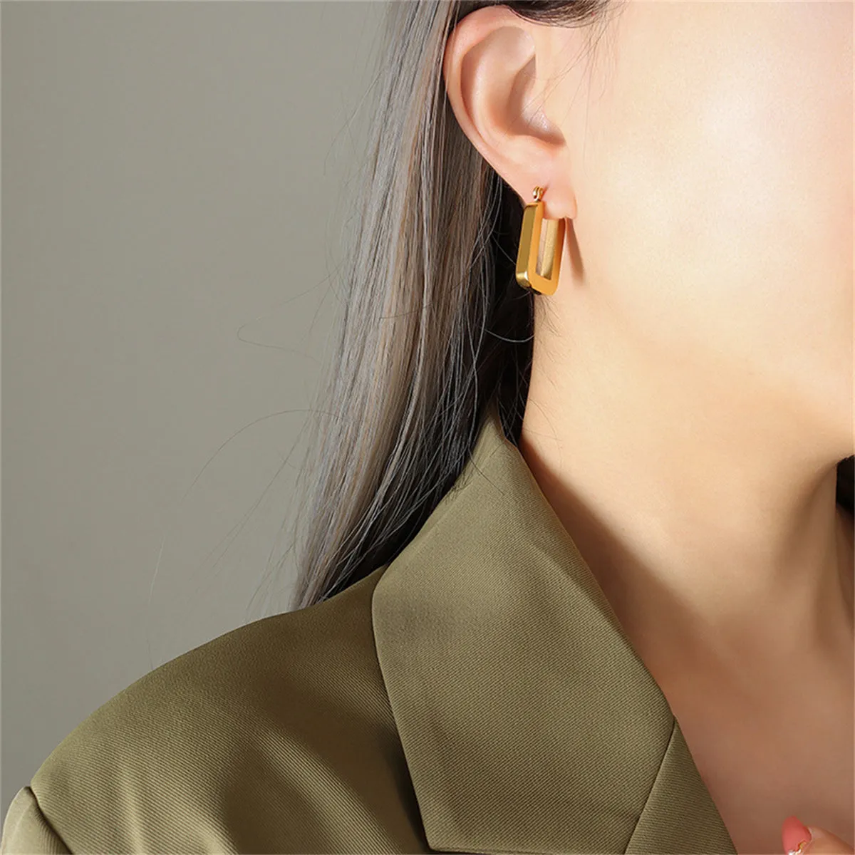 18K Gold-Plated U-Shape Hoop Earrings