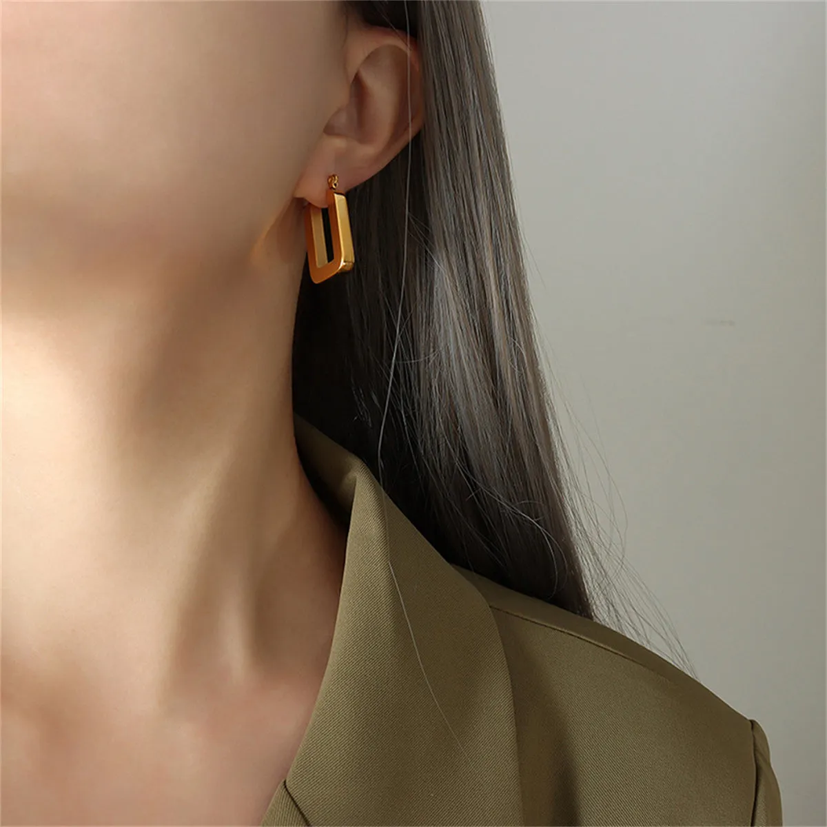 18K Gold-Plated U-Shape Hoop Earrings