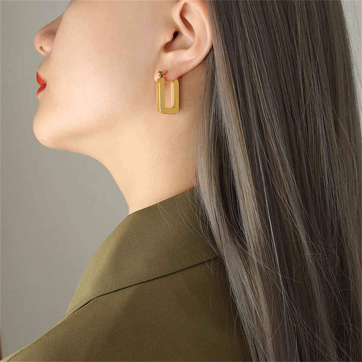 18K Gold-Plated U-Shape Hoop Earrings