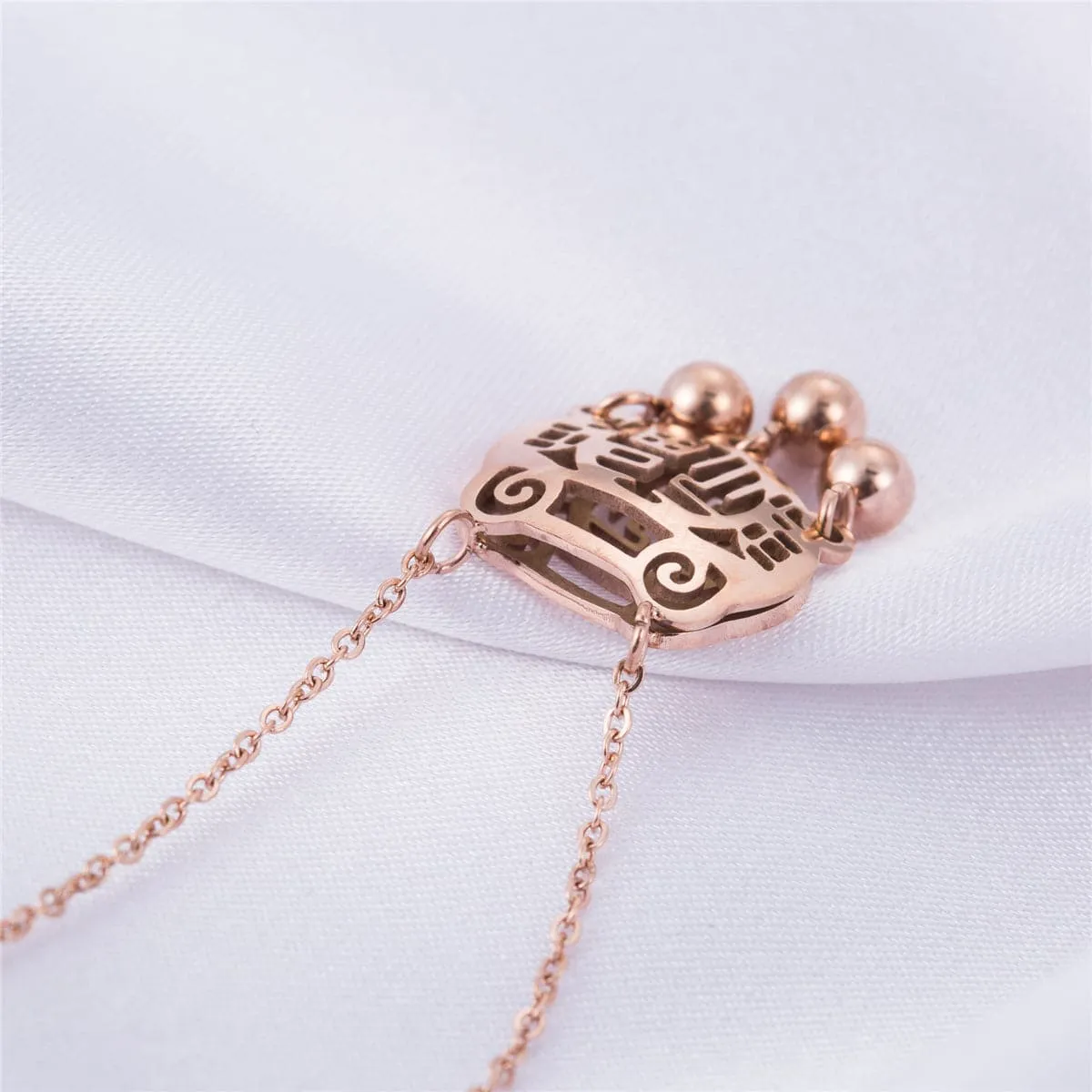 18K Rose Gold-Plated Lock Of Longevity Pendant Necklace