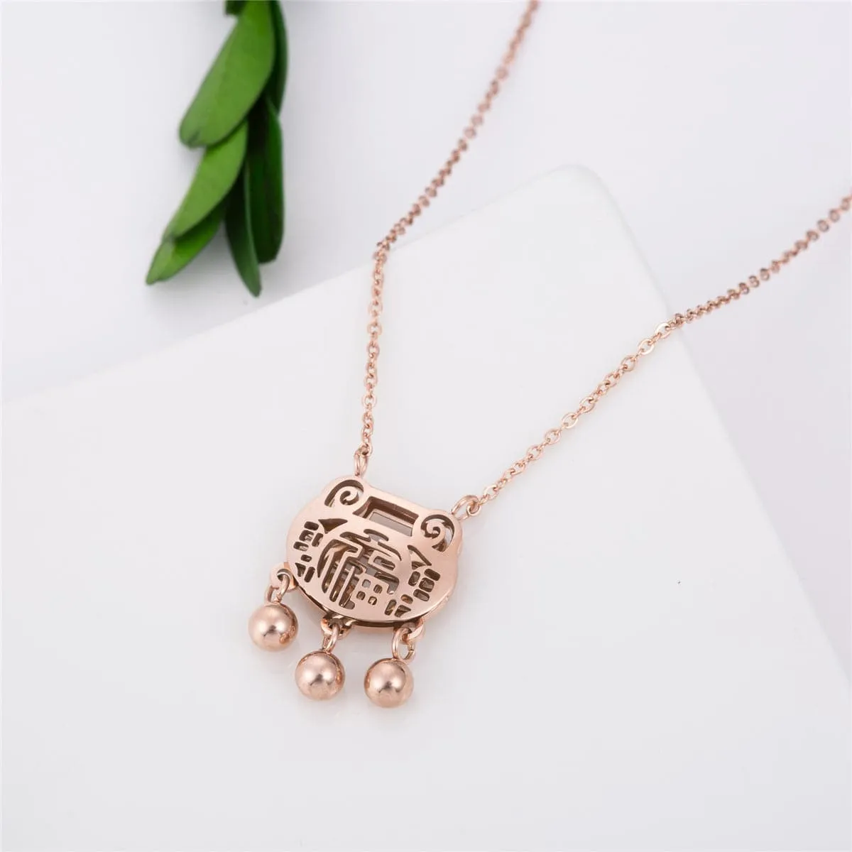 18K Rose Gold-Plated Lock Of Longevity Pendant Necklace