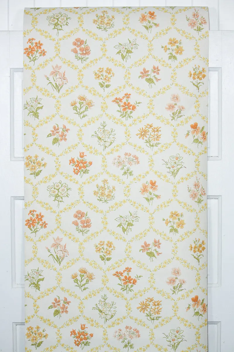 1960s Floral Vintage Wallpaper