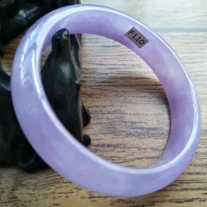 57/58/59mm Certified Natural Lavender Jadeite Emerald A*Jade HandCarved Lucky Bracelet Bangle F110
