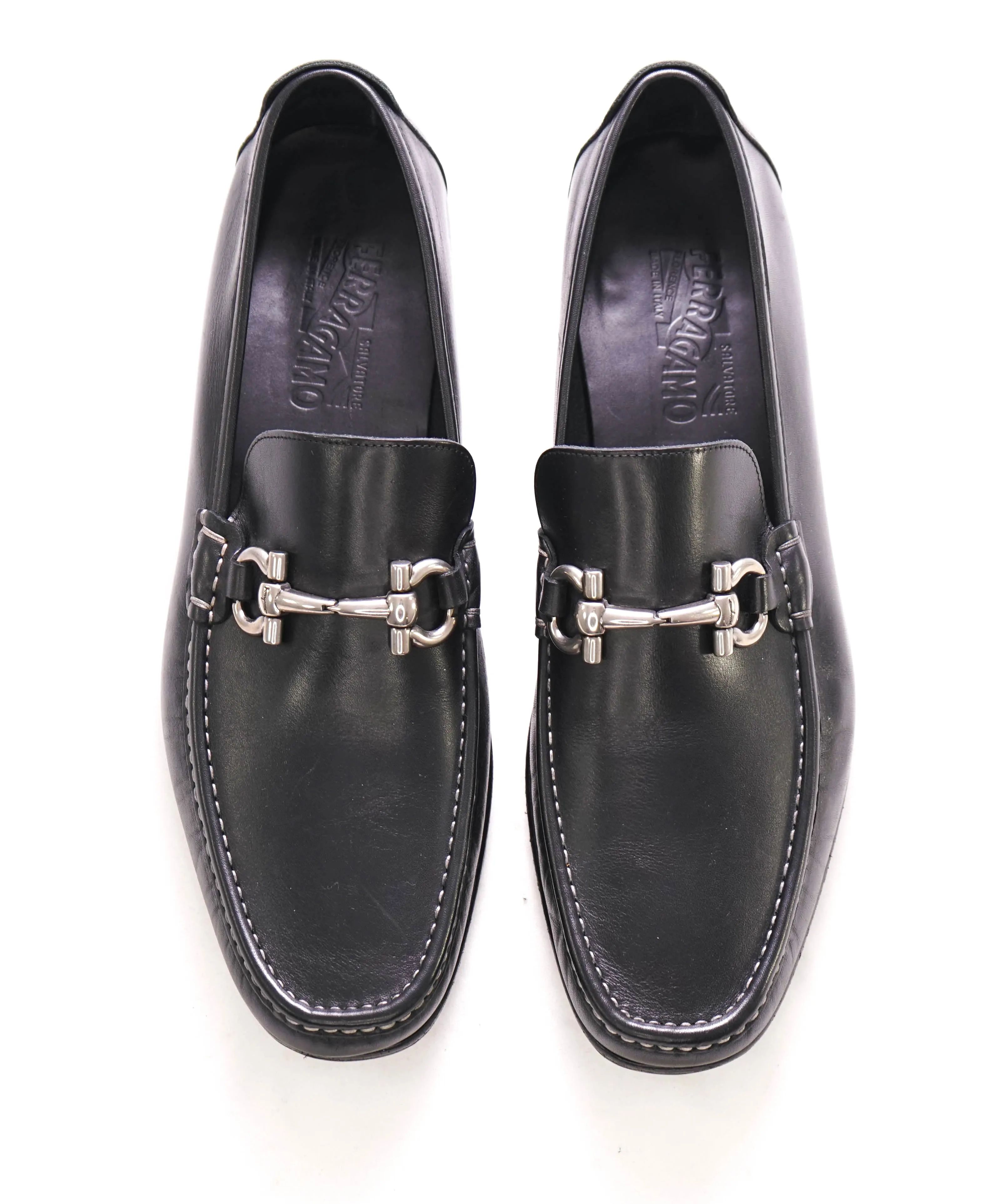 $700 SALVATORE FERRAGAMO - "GIORDANO" Black Leather Loafer- 12 EE