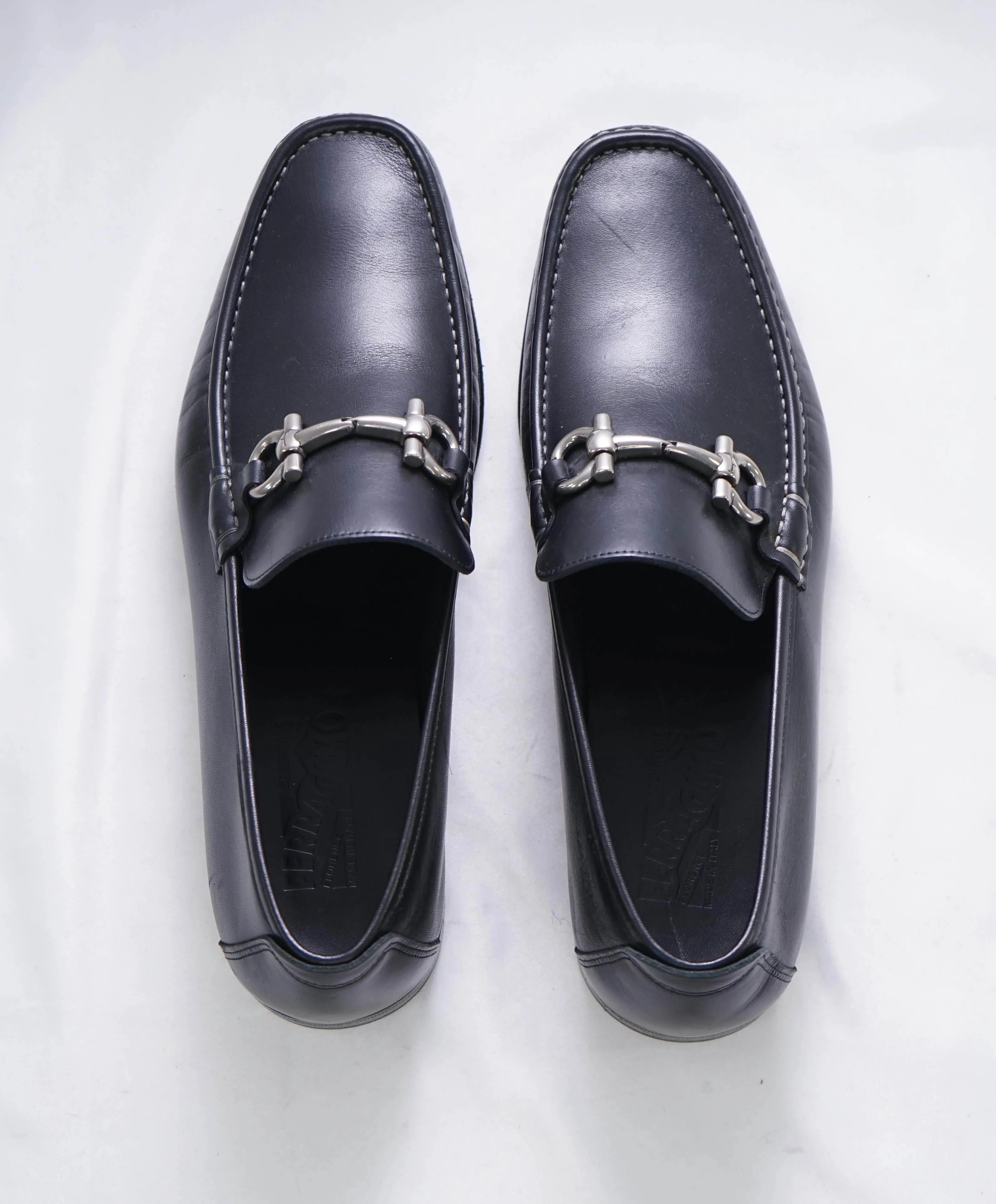 $700 SALVATORE FERRAGAMO - "GIORDANO" Black Leather Loafer- 12 EE