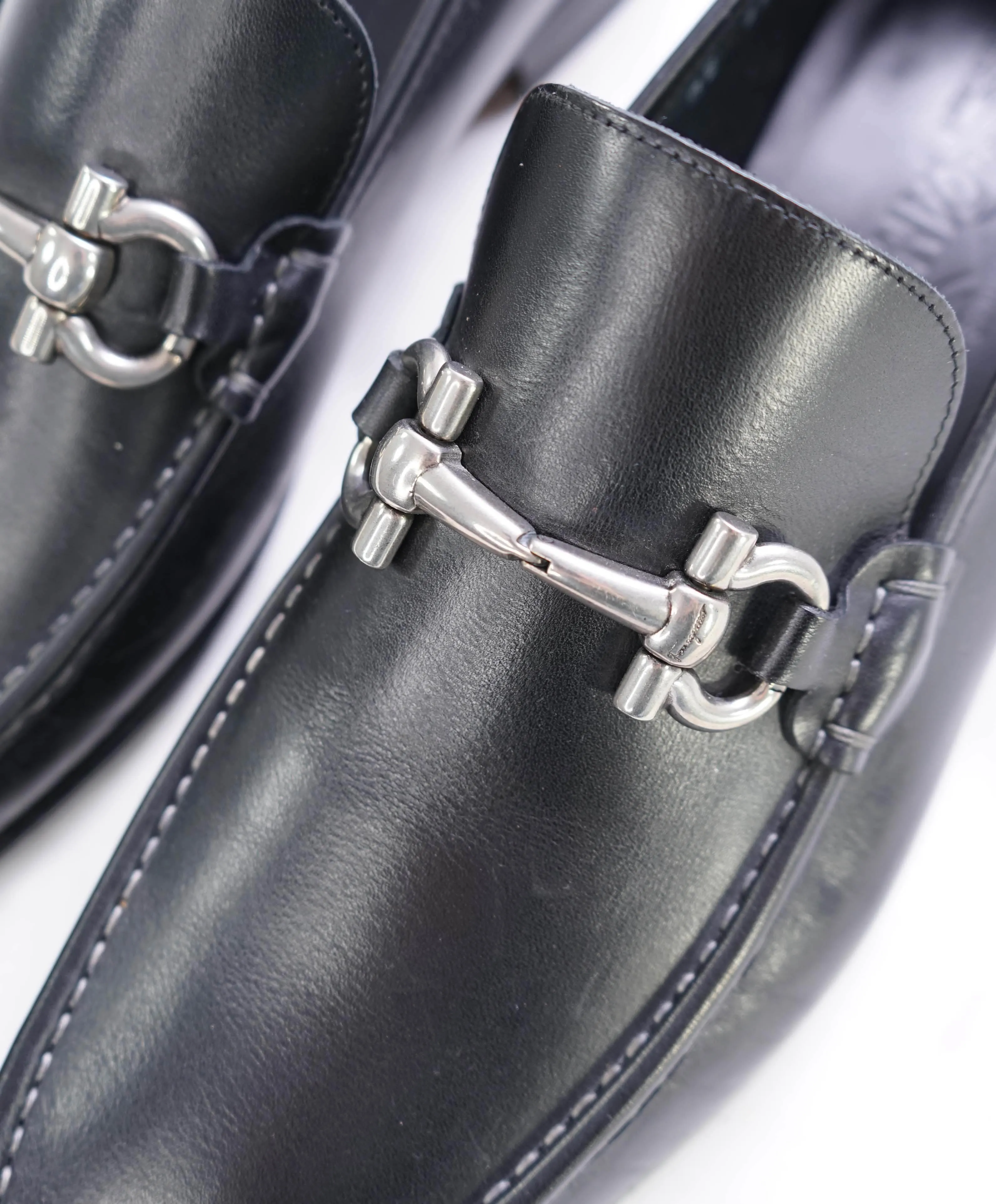 $700 SALVATORE FERRAGAMO - "GIORDANO" Black Leather Loafer- 12 EE