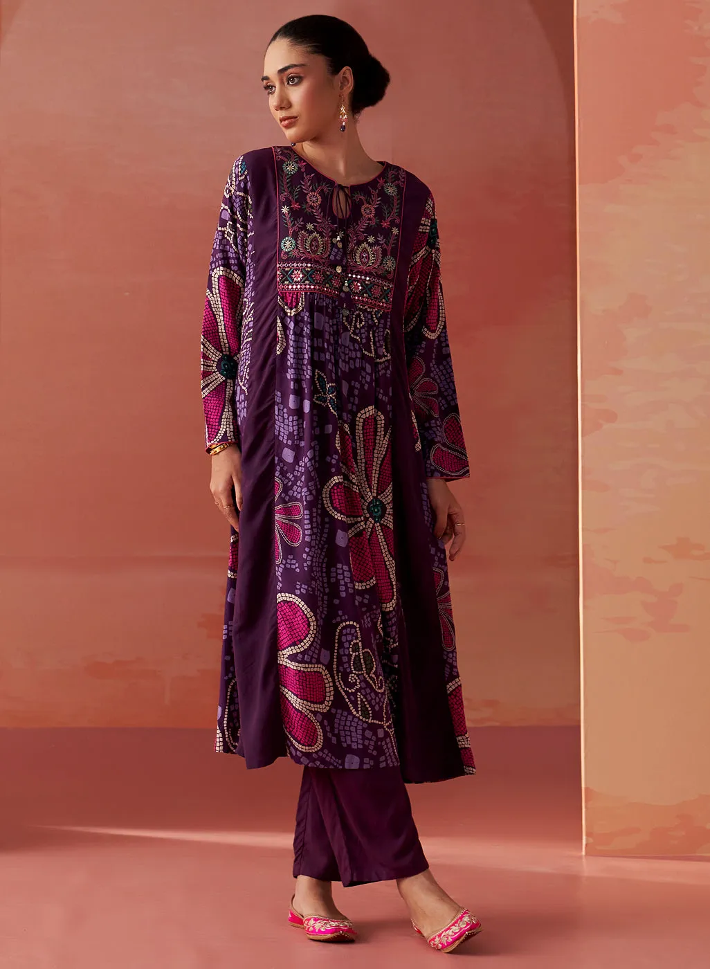 Anaisa Purple Printed Rayon Kurta Set for Women