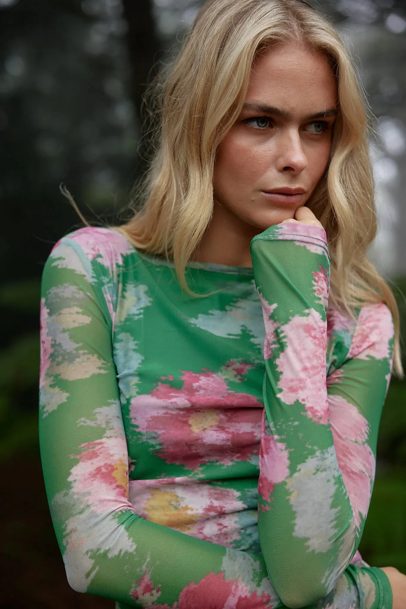 Aston Studio Ezli Mesh Top - Forest Fleur
