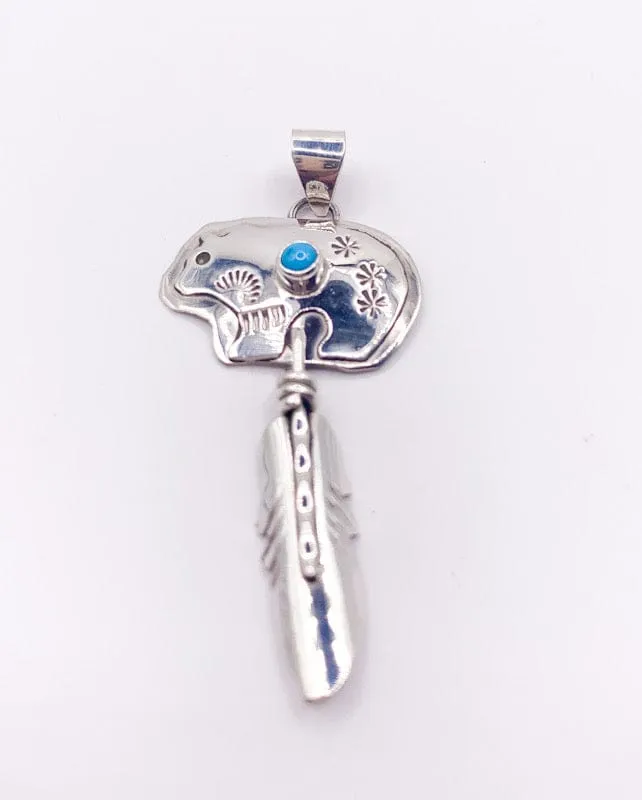 Bear & Feather Pendant