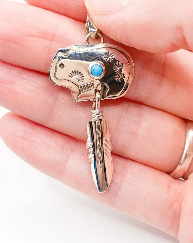 Bear & Feather Pendant