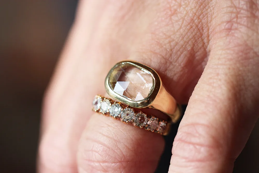 Bell & Bird Heavy Gold Bezel Set Rose Cut Diamond Ring