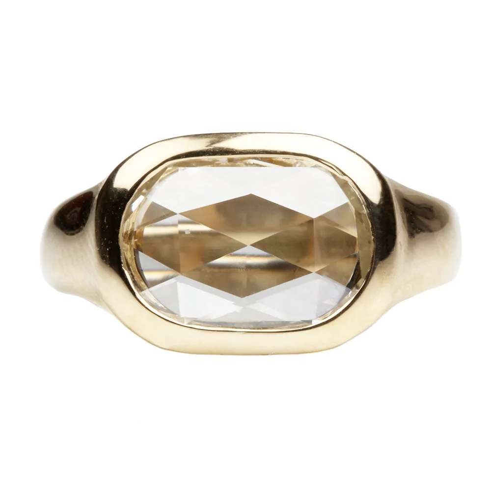 Bell & Bird Heavy Gold Bezel Set Rose Cut Diamond Ring