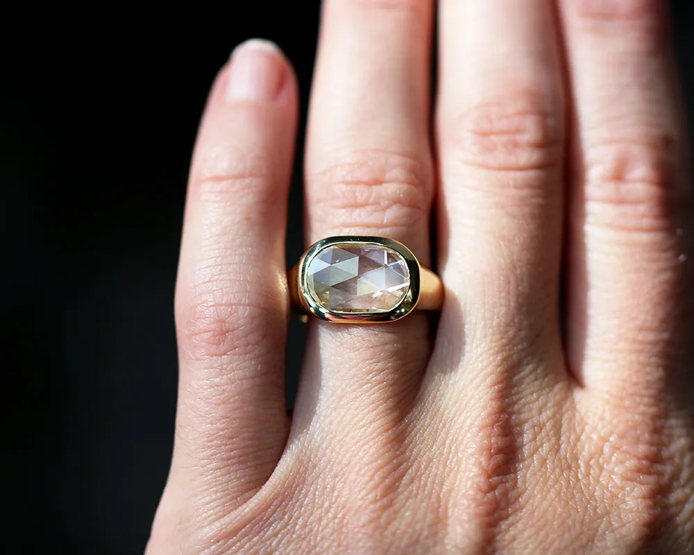 Bell & Bird Heavy Gold Bezel Set Rose Cut Diamond Ring