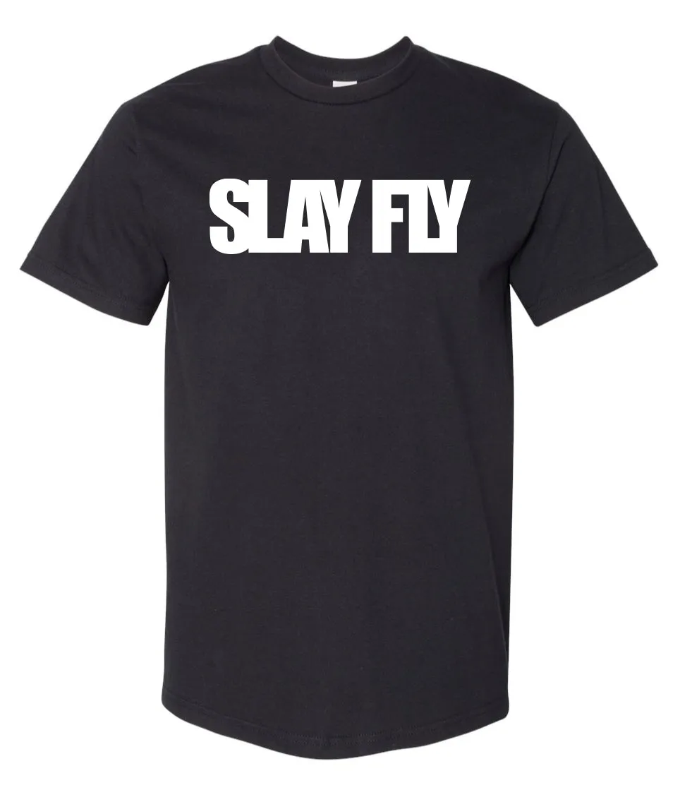 Black T-Shirt SlayFly Bold White Print