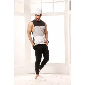 Black/Heather Grey Block Dropped Armhole