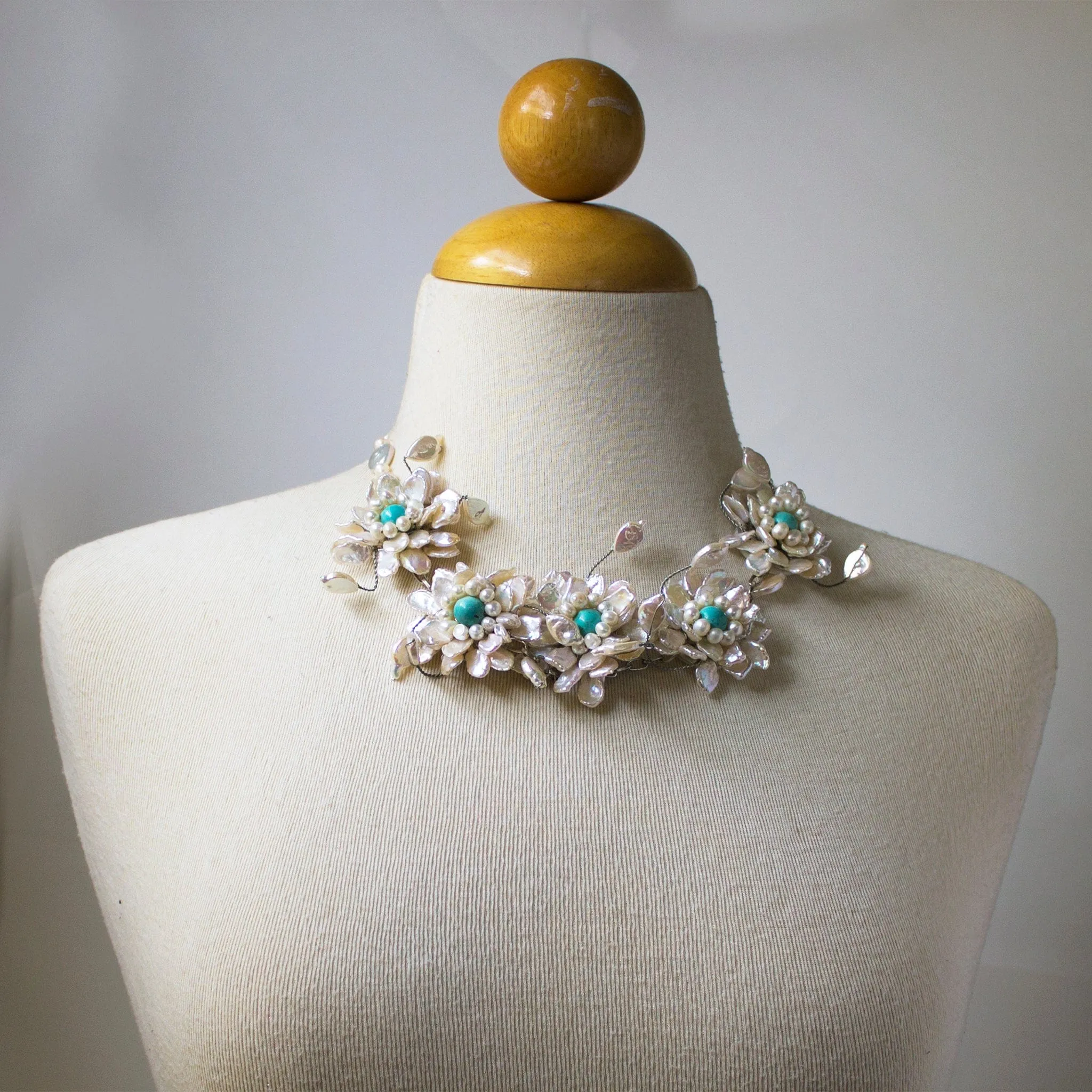 Blossom in Winter Pearl and Stone Necklace