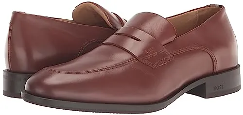 BOSS Smooth Leather Penny Loafer Dark Chestnut