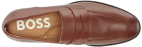 BOSS Smooth Leather Penny Loafer Dark Chestnut