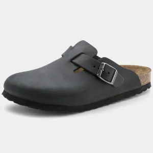 Boston Oiled Leather Black Flats