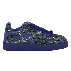 Burberry 8088827 Burberry Checked Box Knit Trainers Bright Navy Ip Check Box Knit Trainer Male