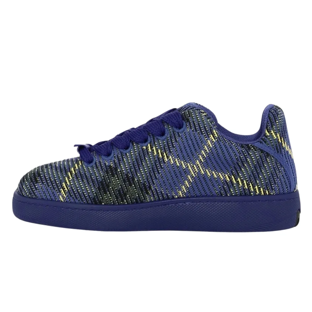 Burberry 8088827 Burberry Checked Box Knit Trainers Bright Navy Ip Check Box Knit Trainer Male