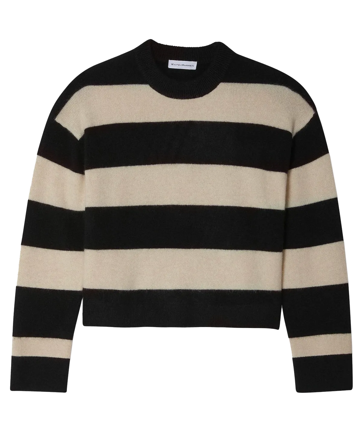 Cashmere Striped Crewneck in Black Natural