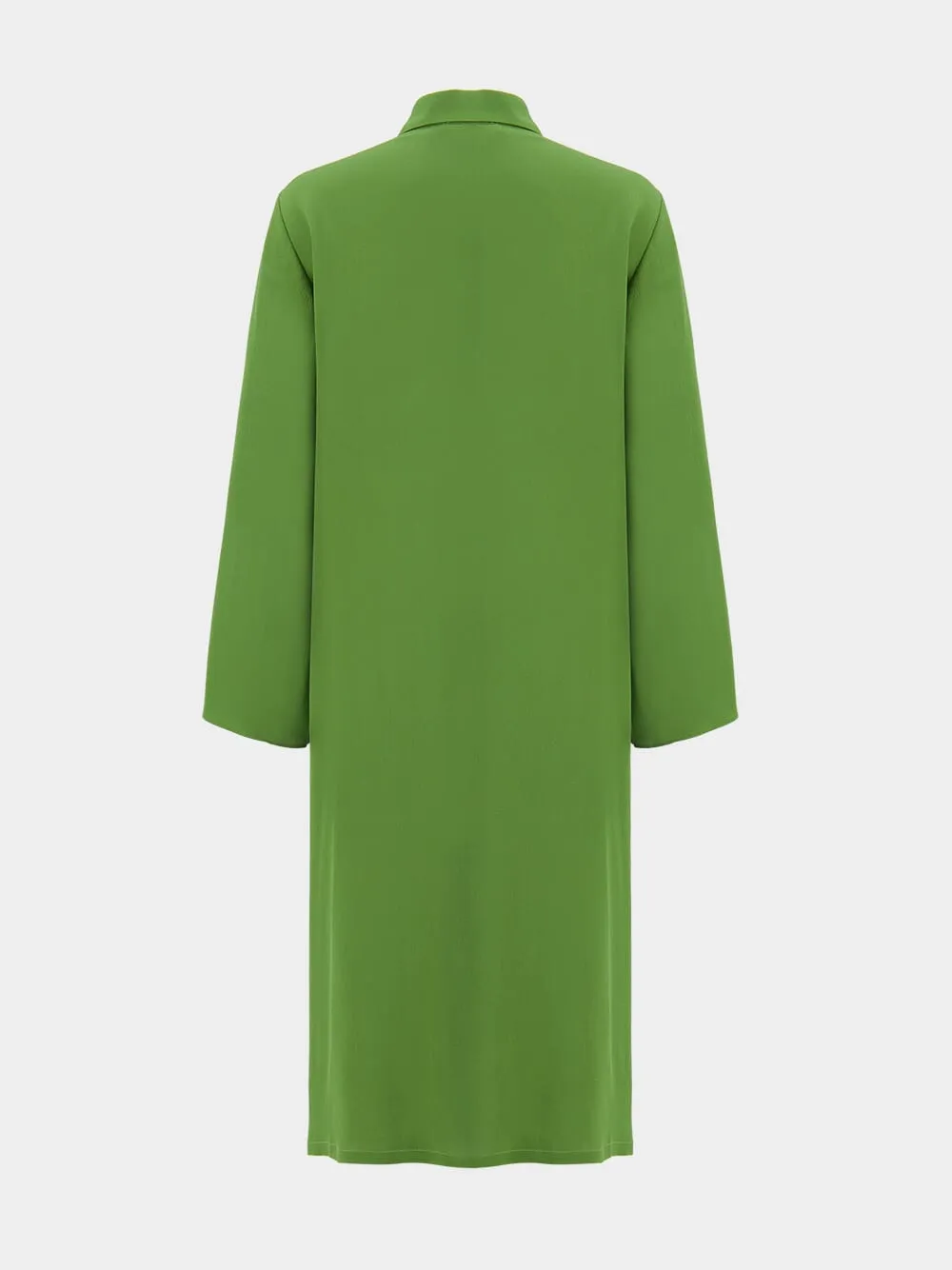 Chanterelle Garden Green Silk Midi Dress