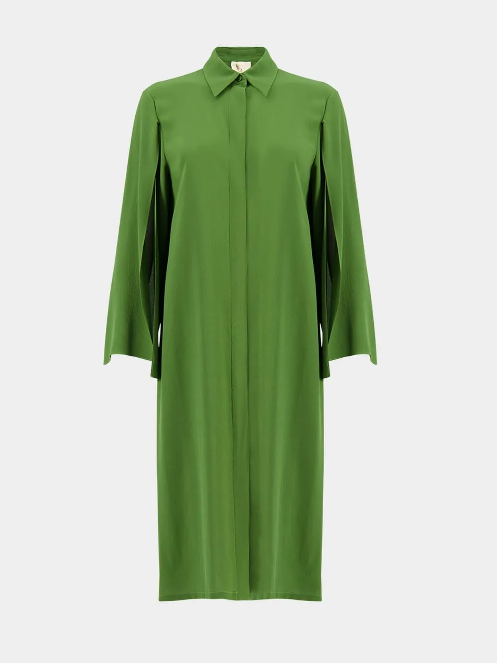 Chanterelle Garden Green Silk Midi Dress